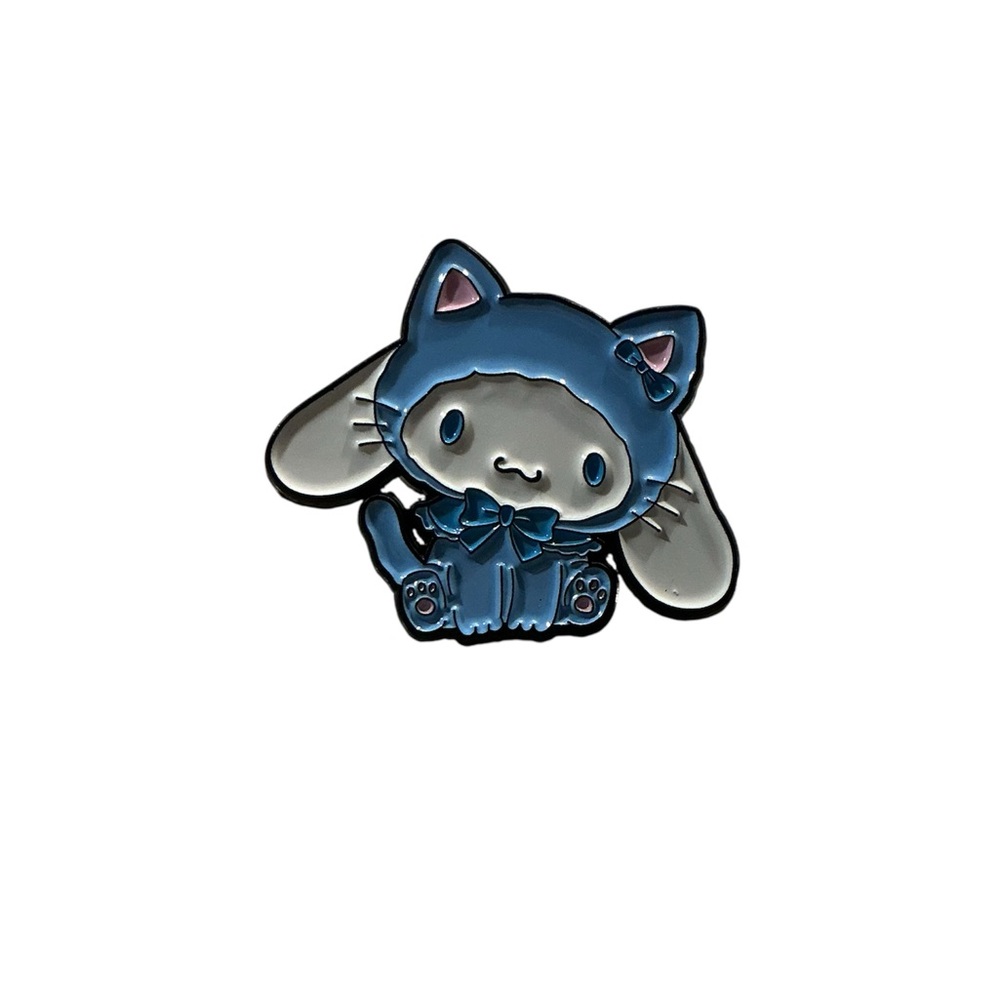 🩵🤍 New Cinnamoroll Blue Cat Hoodie Large Enamel Pin Kawaii Hello Kitty Bow🤍🩵